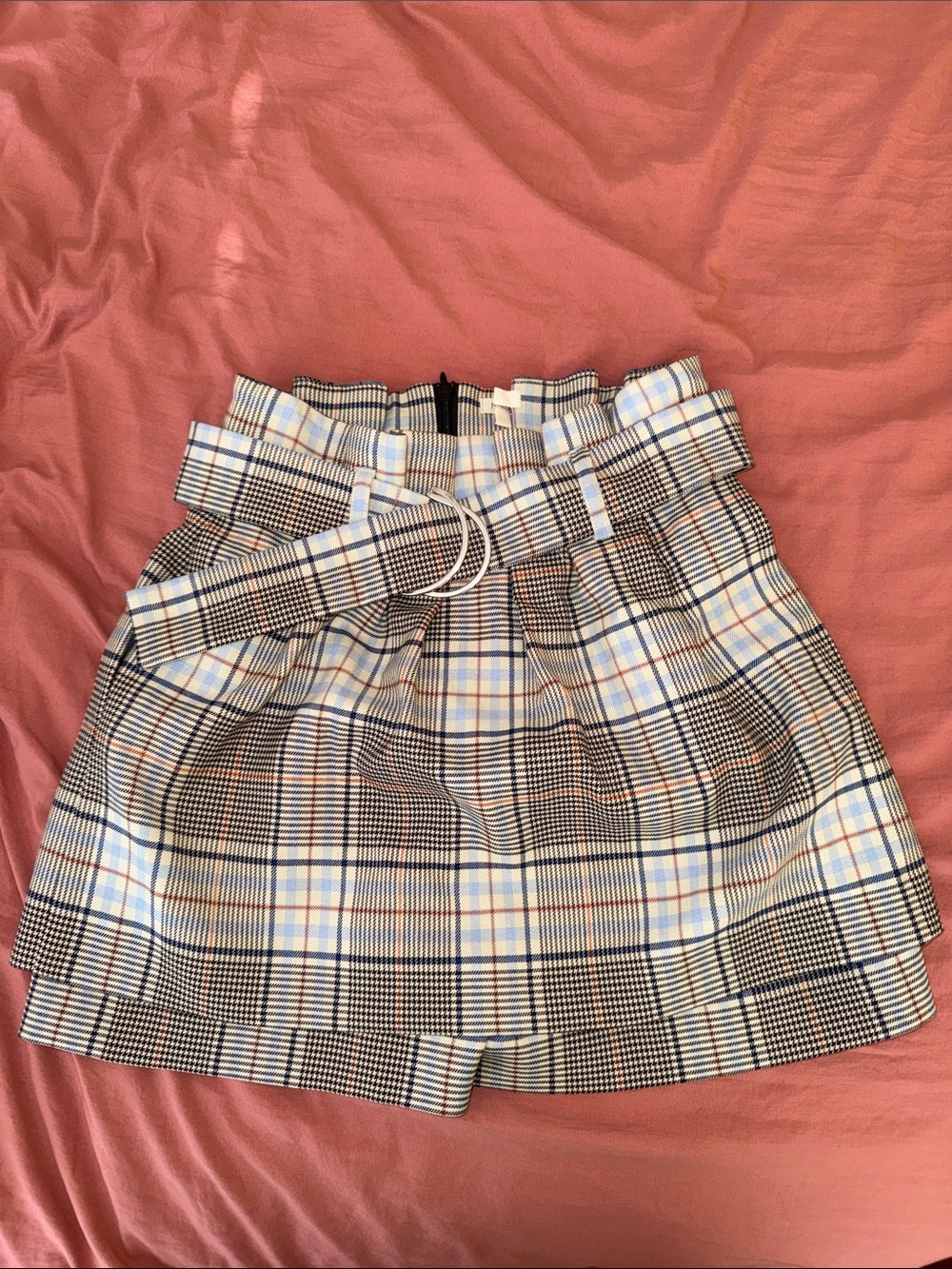 Maje belted plaid skort.